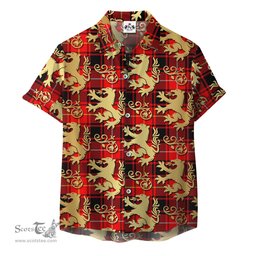ScotsTee Shop Scottish MacIver Modern Clan Tartan Lion Rampant Hawaiian Shirt