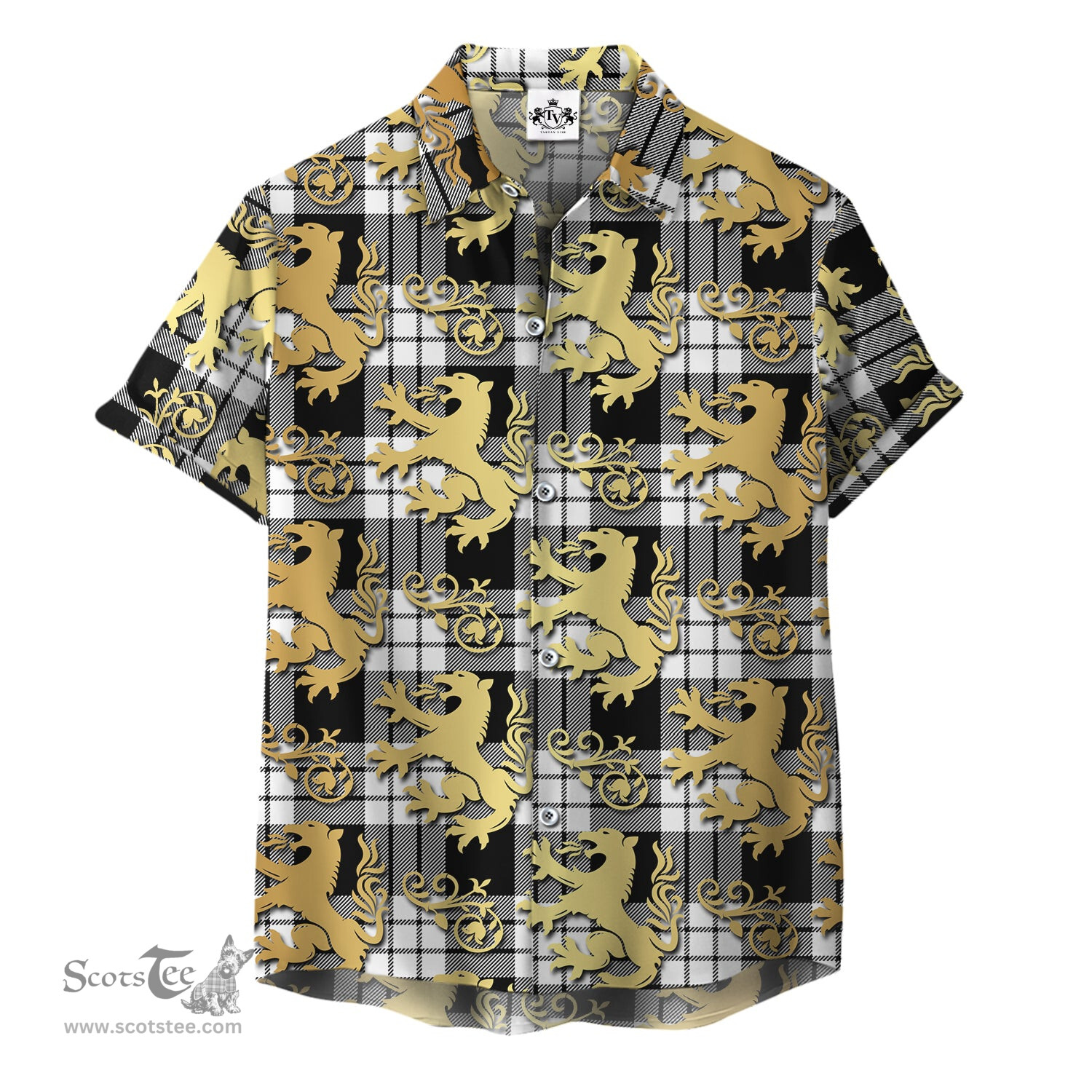 ScotsTee Shop Scottish MacFarlane Black White Clan Tartan Lion Rampant Hawaiian Shirt