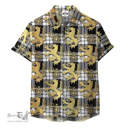 ScotsTee Shop Scottish MacFarlane Black White Clan Tartan Lion Rampant Hawaiian Shirt