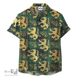 ScotsTee Shop Scottish MacLean Hunting Ancient Clan Tartan Lion Rampant Hawaiian Shirt