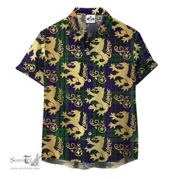 ScotsTee Shop Scottish Lumsden Green Clan Tartan Lion Rampant Hawaiian Shirt
