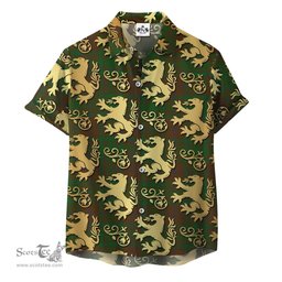 ScotsTee Shop Scottish MacAlister of Glenbarr Hunting Clan Tartan Lion Rampant Hawaiian Shirt