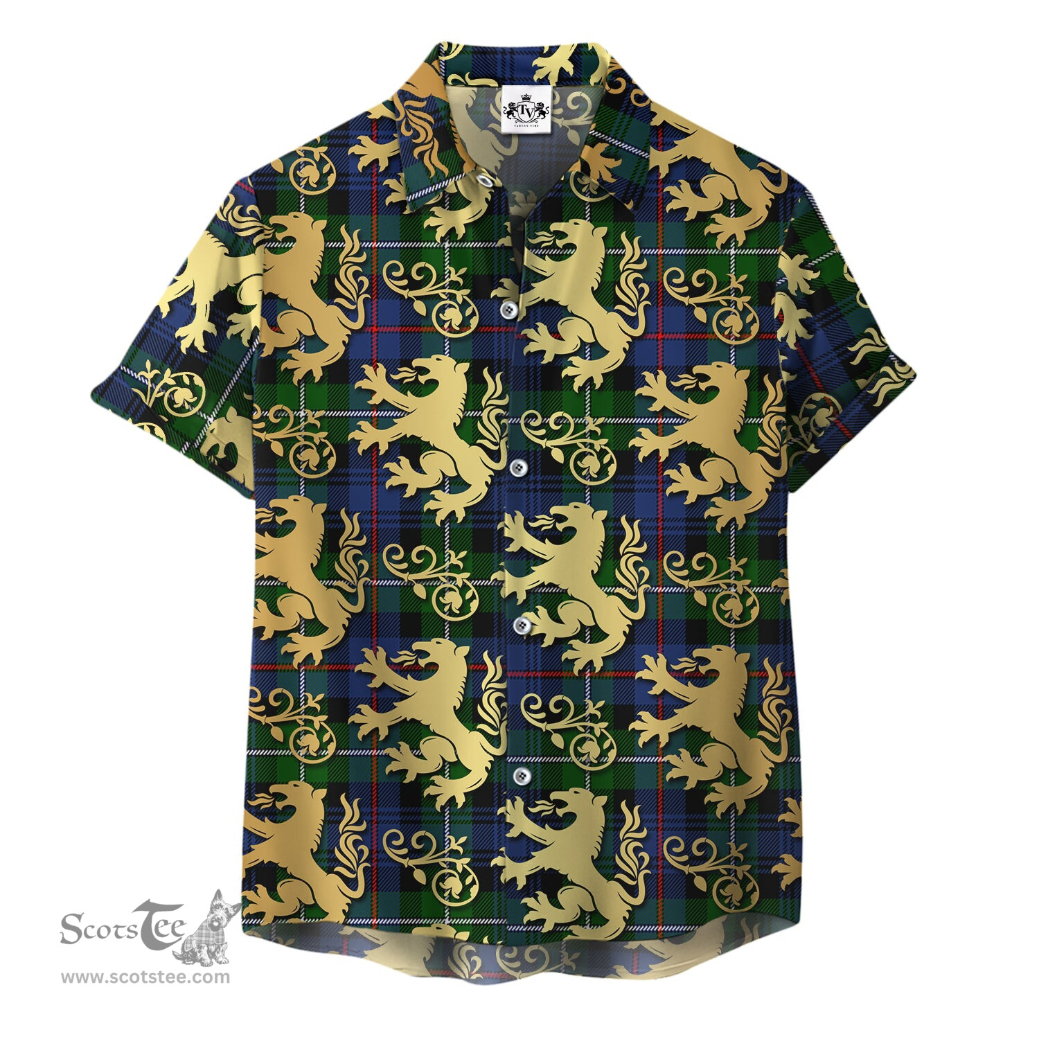 ScotsTee Shop Scottish MacKenzie Modern Clan Tartan Lion Rampant Hawaiian Shirt