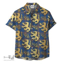 ScotsTee Shop Scottish MacLaine of Loch Buie Hunting Ancient Clan Tartan Lion Rampant Hawaiian Shirt