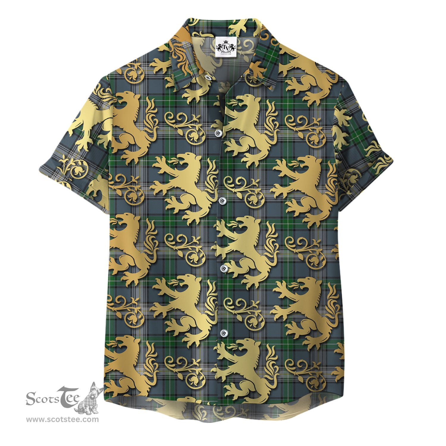 ScotsTee Shop Scottish MacDowall Clan Tartan Lion Rampant Hawaiian Shirt
