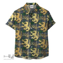 ScotsTee Shop Scottish MacDowall Clan Tartan Lion Rampant Hawaiian Shirt