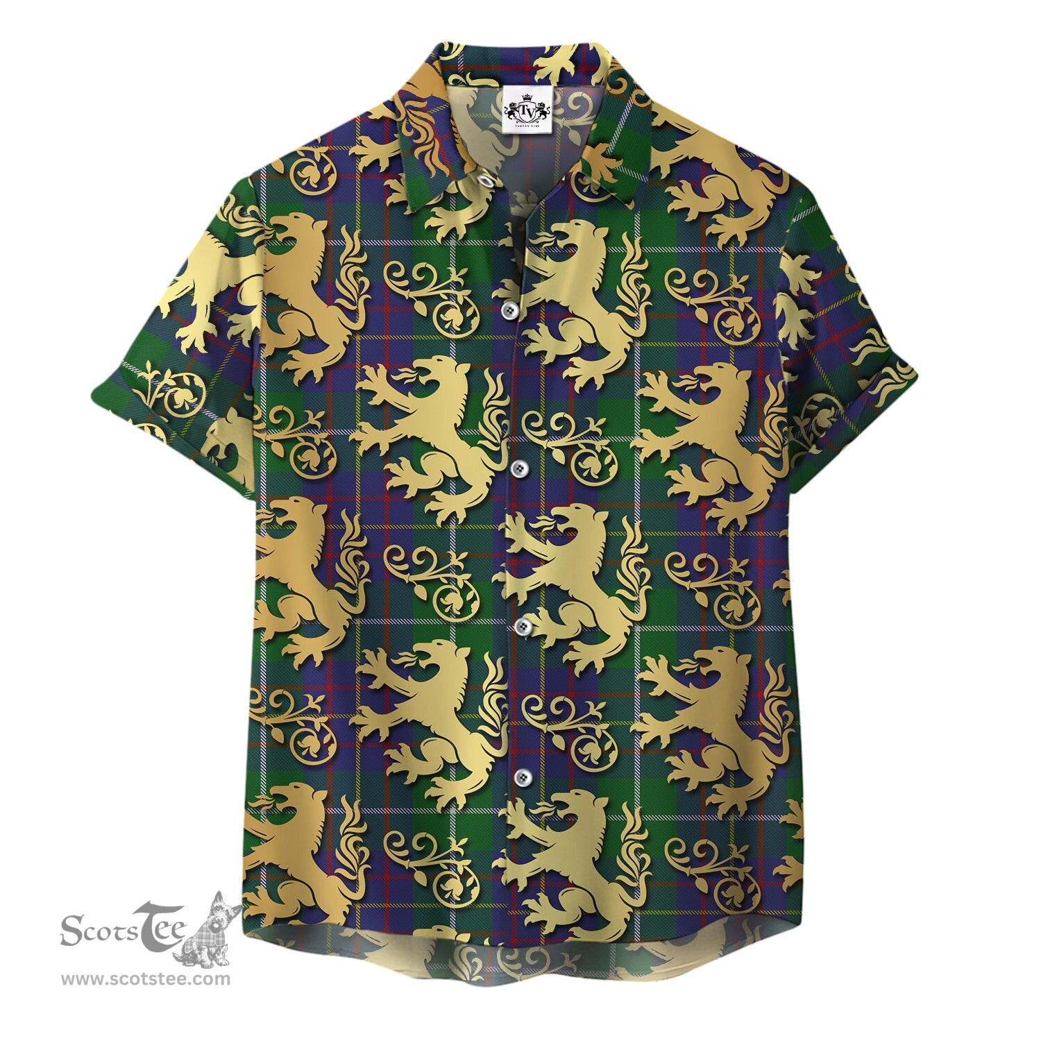 ScotsTee Shop Scottish MacIntyre Inglis Clan Tartan Lion Rampant Hawaiian Shirt