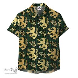 ScotsTee Shop Scottish Menzies Green Clan Tartan Lion Rampant Hawaiian Shirt