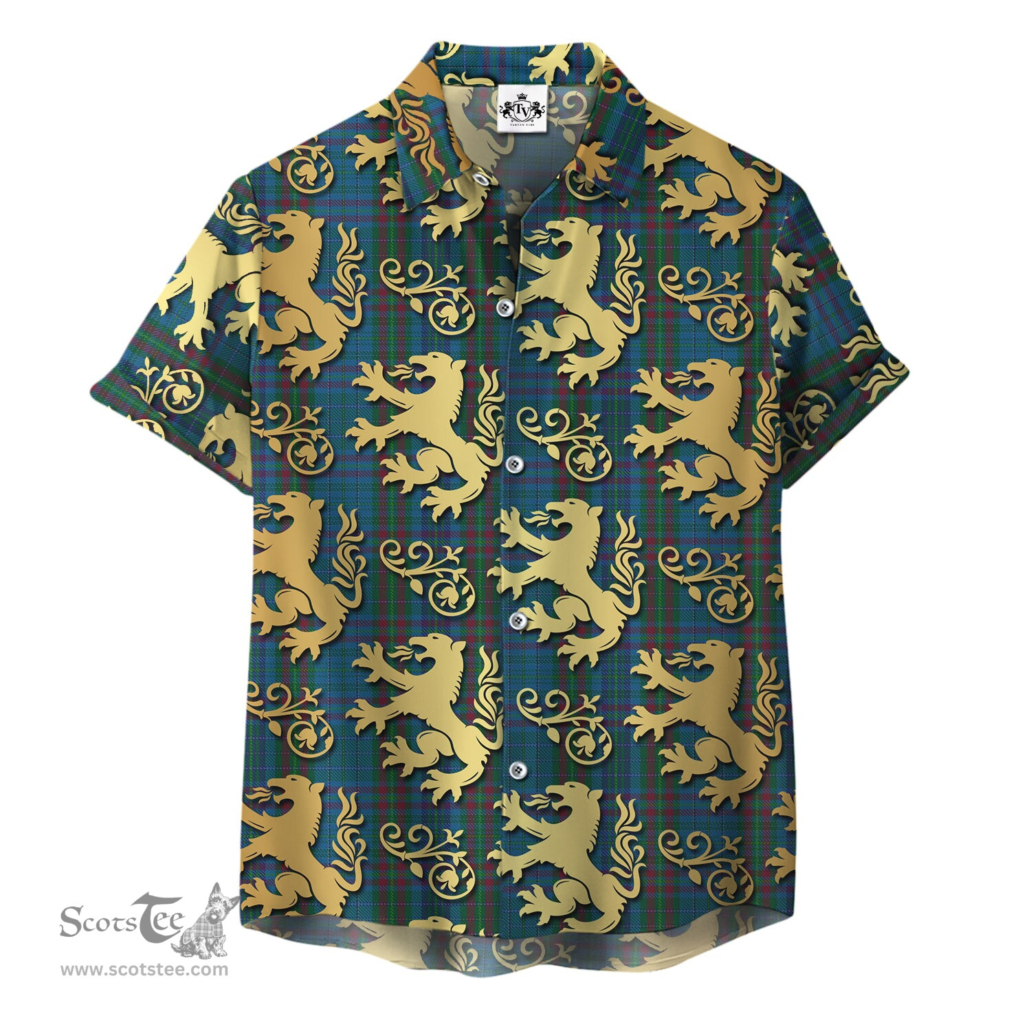 ScotsTee Shop Scottish Watkins of Wales Clan Tartan Lion Rampant Hawaiian Shirt