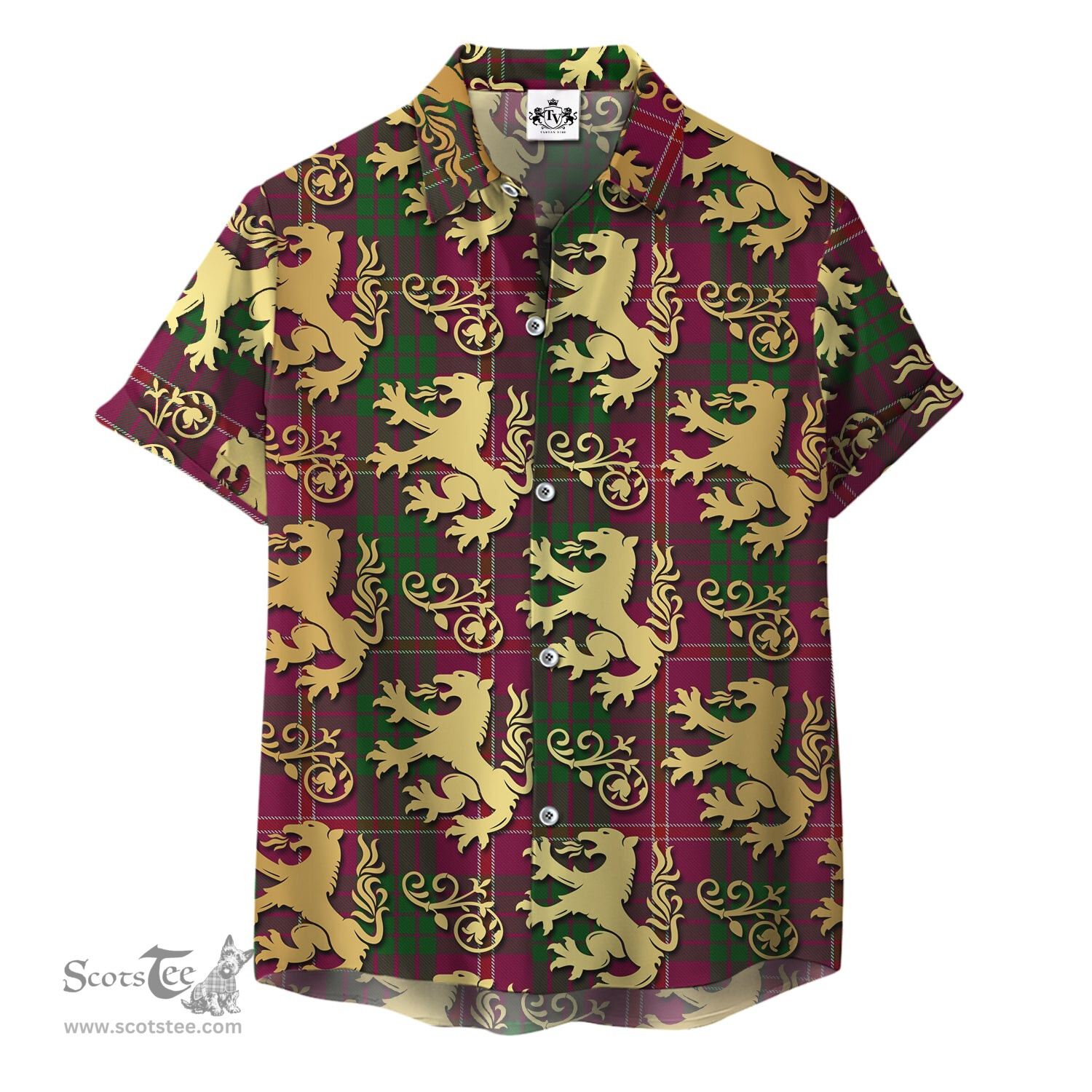 ScotsTee Shop Scottish Wasko Clan Tartan Lion Rampant Hawaiian Shirt