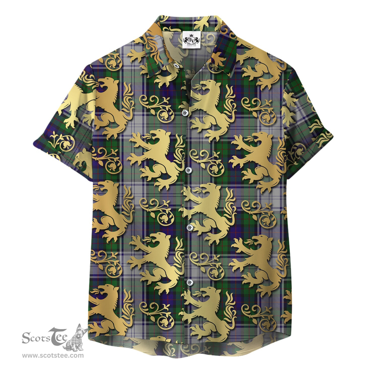 ScotsTee Shop Scottish Murray of Atholl Dress Clan Tartan Lion Rampant Hawaiian Shirt