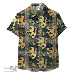 ScotsTee Shop Scottish Murray of Atholl Dress Clan Tartan Lion Rampant Hawaiian Shirt