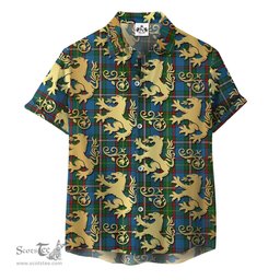 ScotsTee Shop Scottish Tait Clan Tartan Lion Rampant Hawaiian Shirt