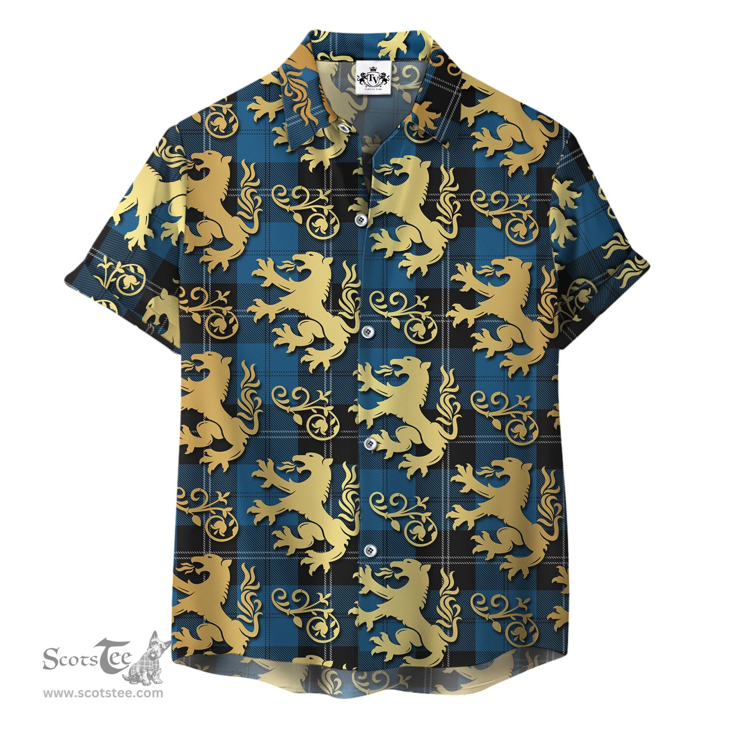 ScotsTee Shop Scottish Ramsay Blue Hunting Clan Tartan Lion Rampant Hawaiian Shirt