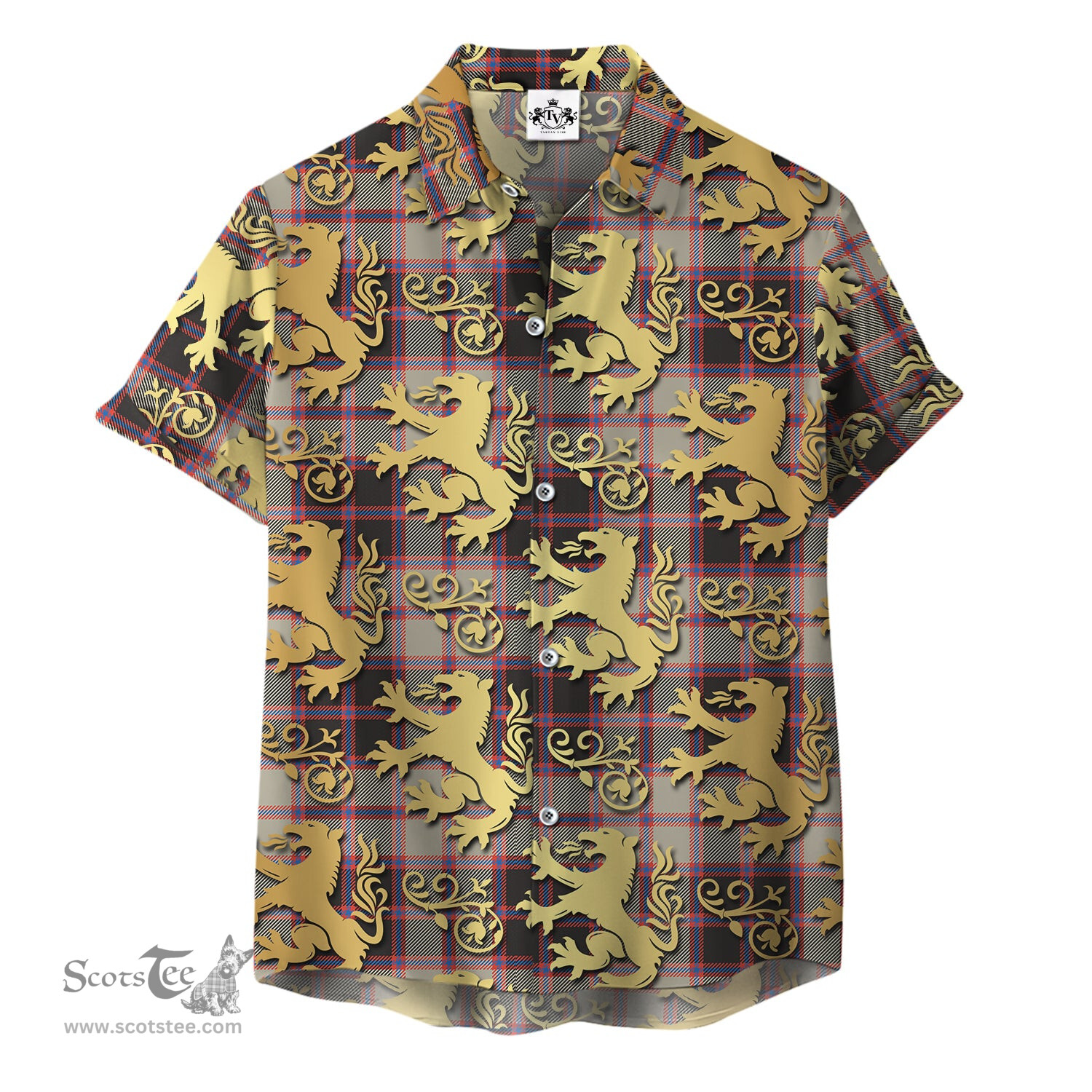 ScotsTee Shop Scottish MacPherson Hunting Ancient Clan Tartan Lion Rampant Hawaiian Shirt