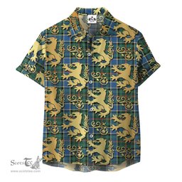 ScotsTee Shop Scottish Ogilvie (Ogilvy) Hunting Ancient Clan Tartan Lion Rampant Hawaiian Shirt
