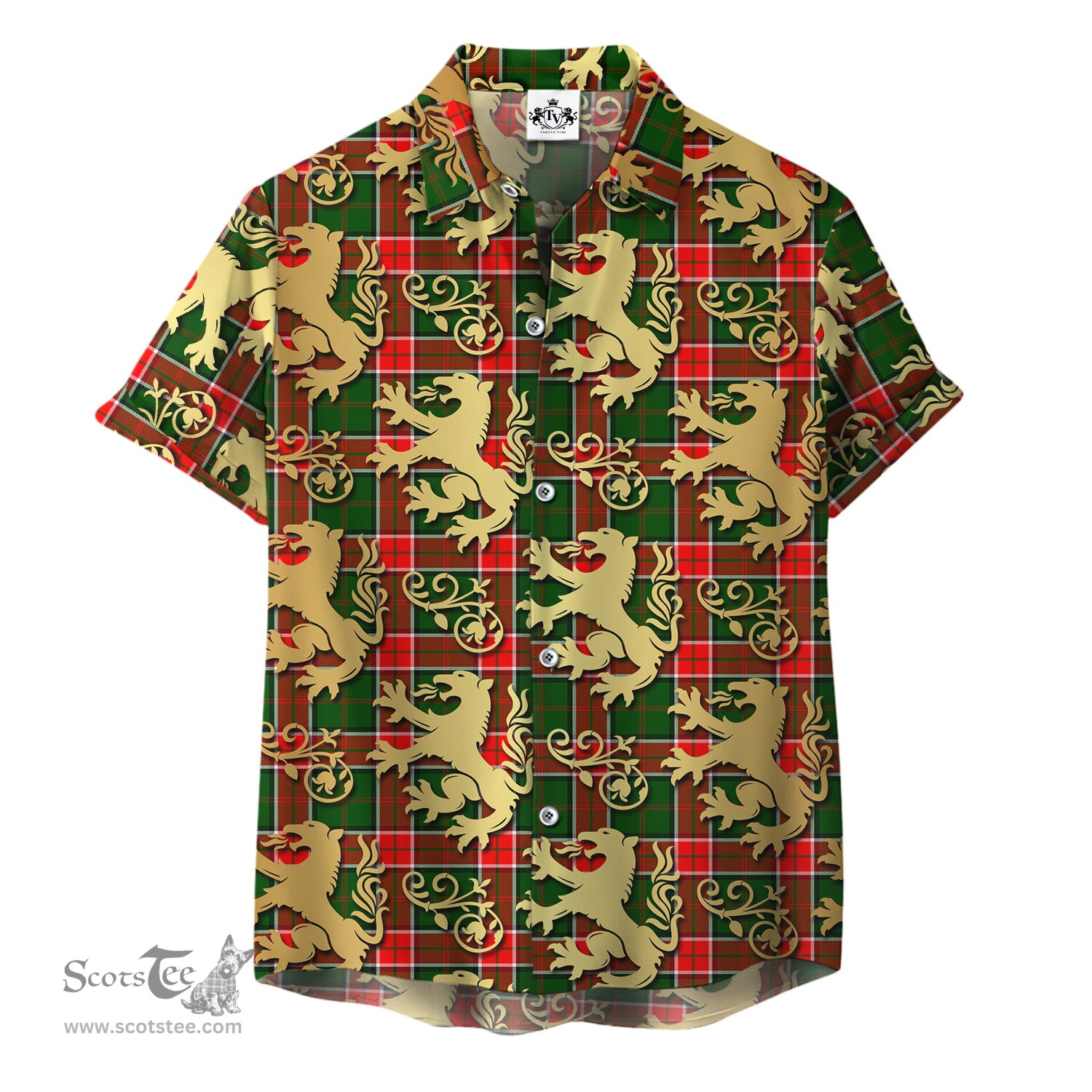 ScotsTee Shop Scottish Pollock Modern Clan Tartan Lion Rampant Hawaiian Shirt
