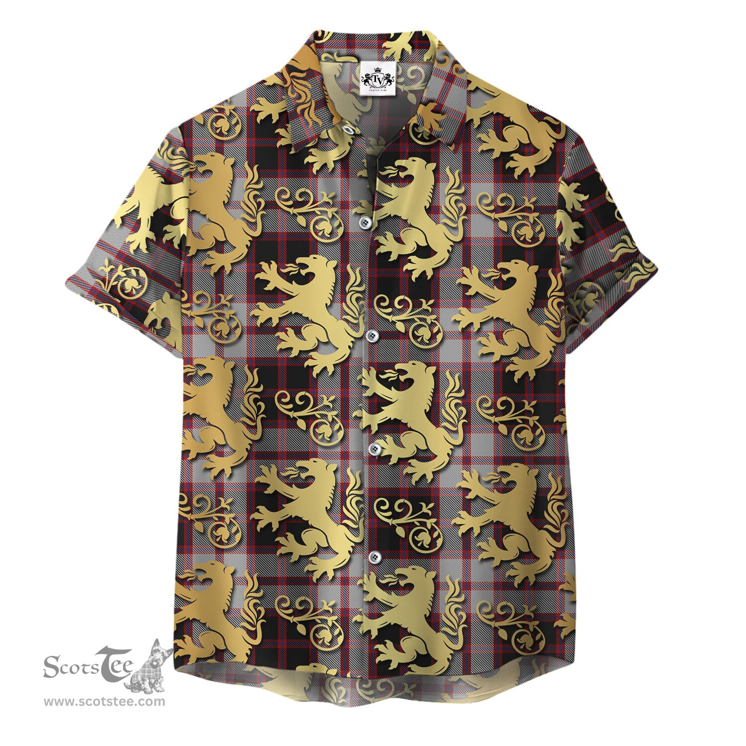 ScotsTee Shop Scottish MacPherson Clan Tartan Lion Rampant Hawaiian Shirt