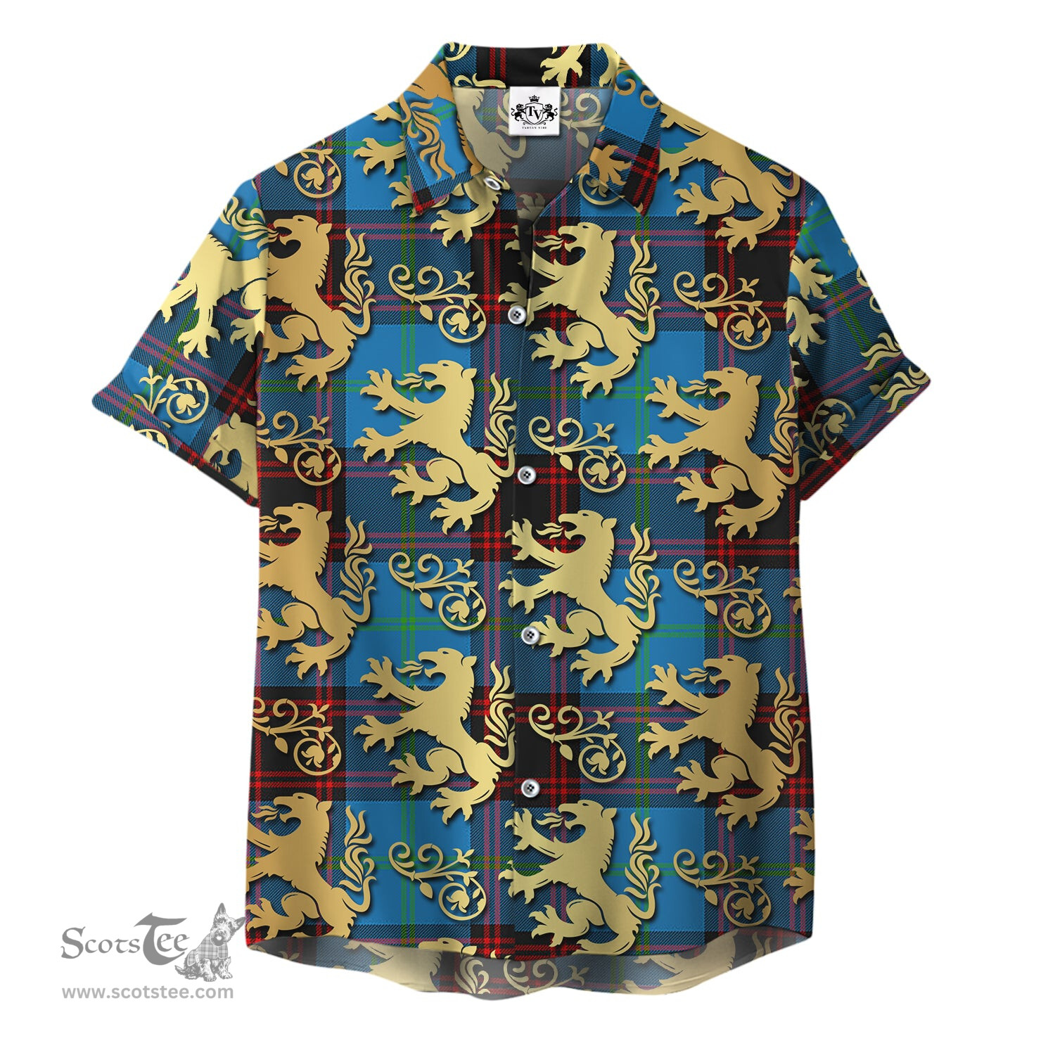 ScotsTee Shop Scottish Wedderburn Clan Tartan Lion Rampant Hawaiian Shirt