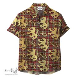ScotsTee Shop Scottish Ogilvie (Ogilvy) 03 Clan Tartan Lion Rampant Hawaiian Shirt