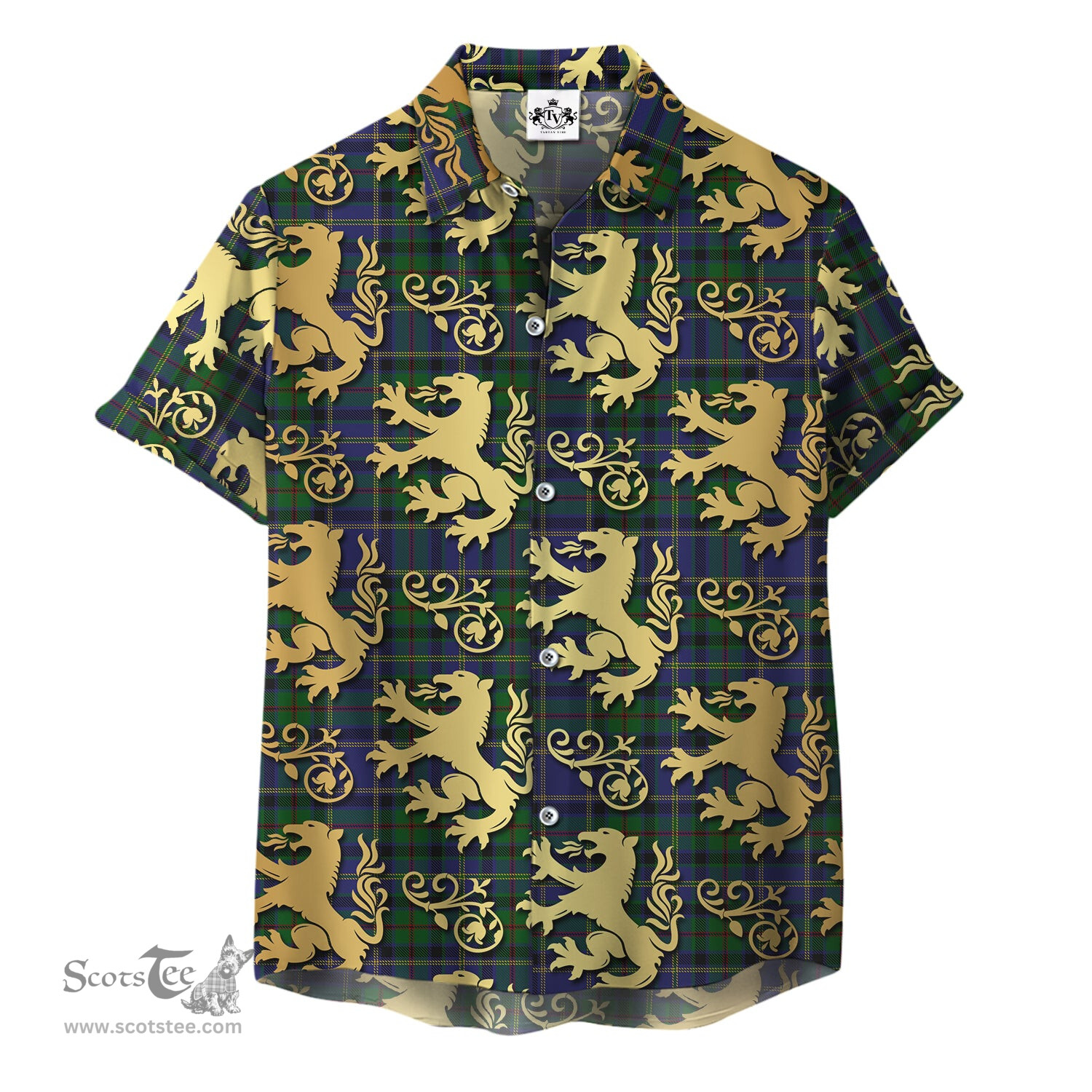 ScotsTee Shop Scottish Whitworth Clan Tartan Lion Rampant Hawaiian Shirt