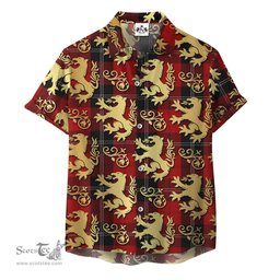 ScotsTee Shop Scottish Ramsay Clan Tartan Lion Rampant Hawaiian Shirt