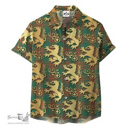 ScotsTee Shop Scottish Menzies Green Ancient Clan Tartan Lion Rampant Hawaiian Shirt