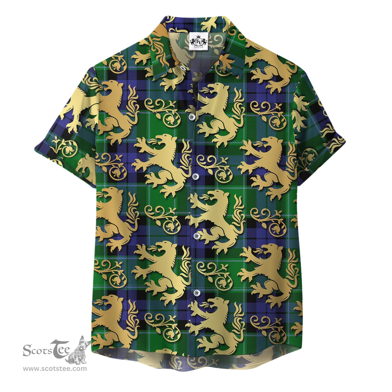 ScotsTee Shop Scottish Monteith Clan Tartan Lion Rampant Hawaiian Shirt