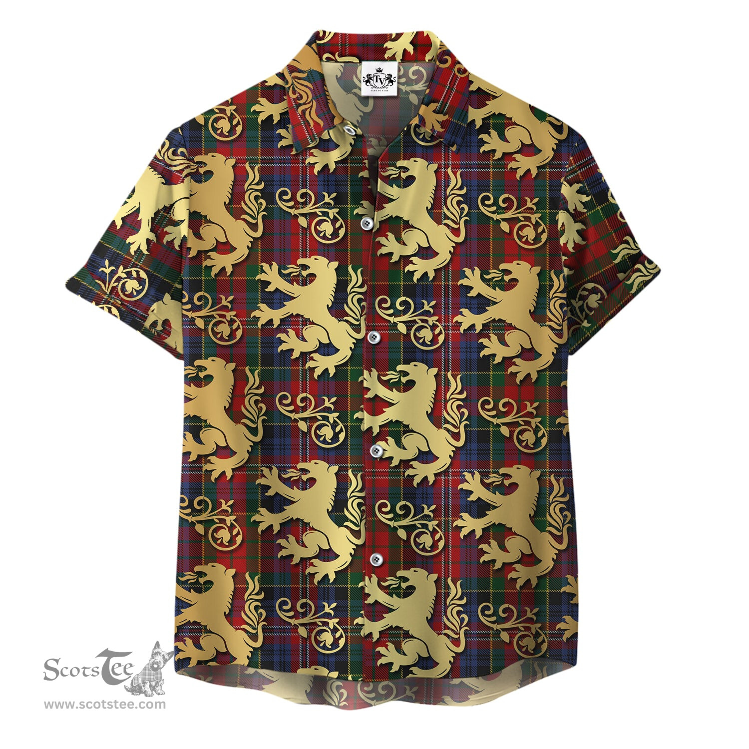 ScotsTee Shop Scottish MacPherson 11 Clan Tartan Lion Rampant Hawaiian Shirt