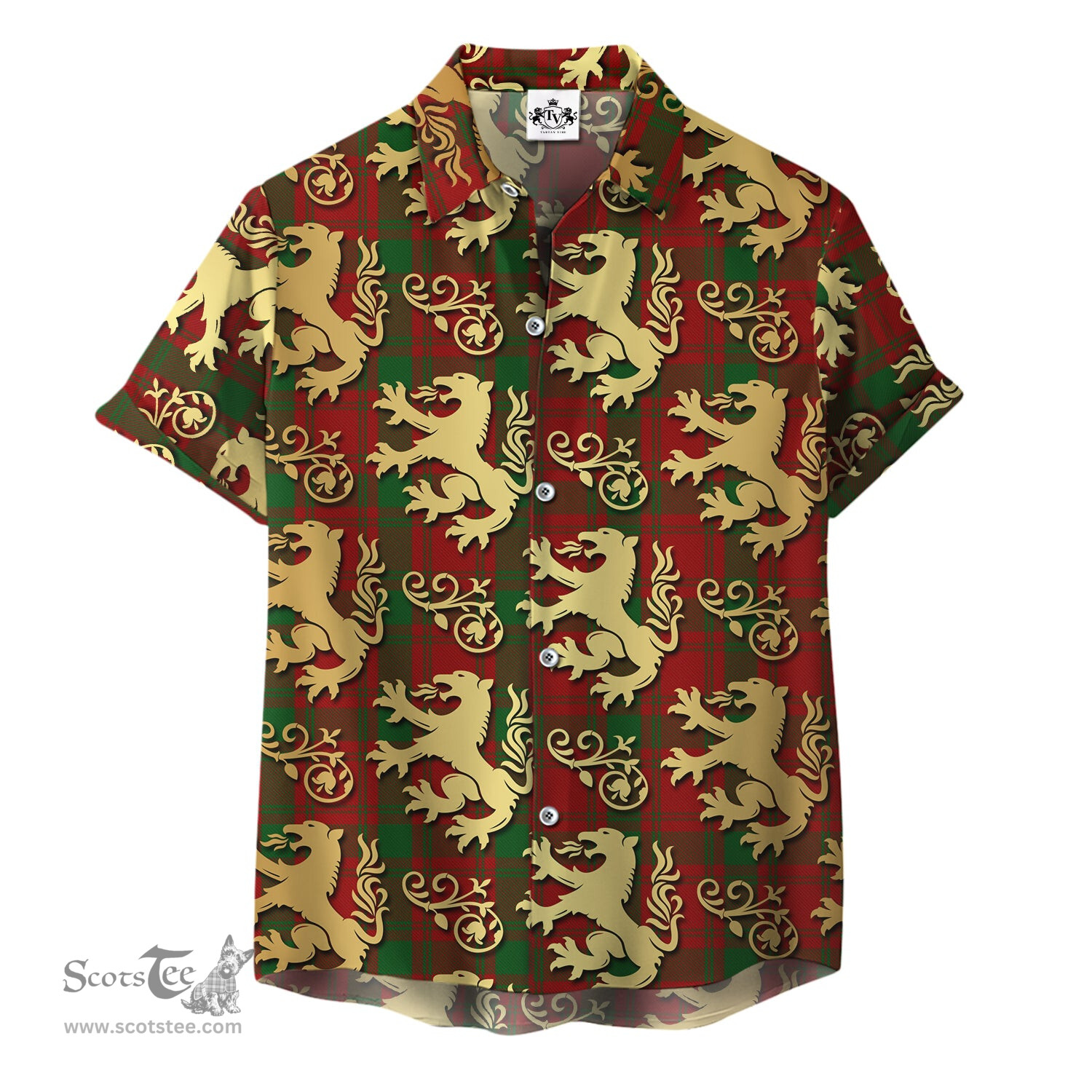 ScotsTee Shop Scottish MacQuarrie Clan Tartan Lion Rampant Hawaiian Shirt