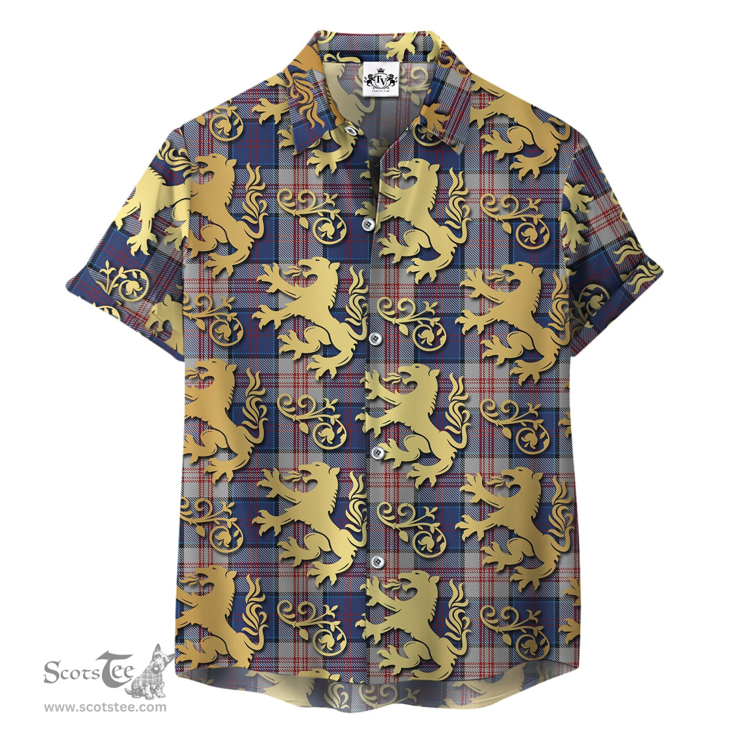 ScotsTee Shop Scottish Stewart of Appin Hunting Dress Clan Tartan Lion Rampant Hawaiian Shirt