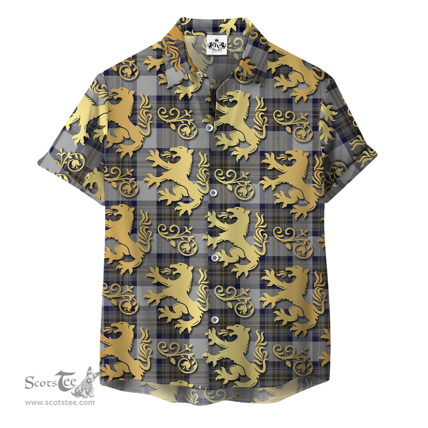 ScotsTee Shop Scottish Stewart Dress Blue Clan Tartan Lion Rampant Hawaiian Shirt