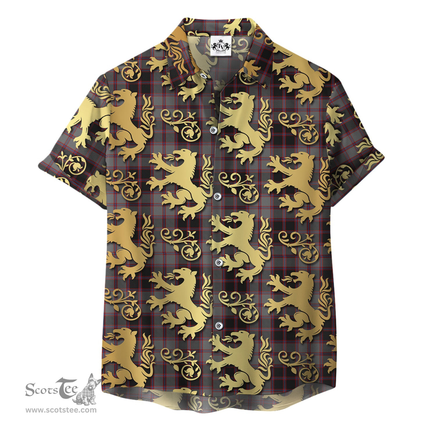 ScotsTee Shop Scottish MacPherson Hunting Clan Tartan Lion Rampant Hawaiian Shirt