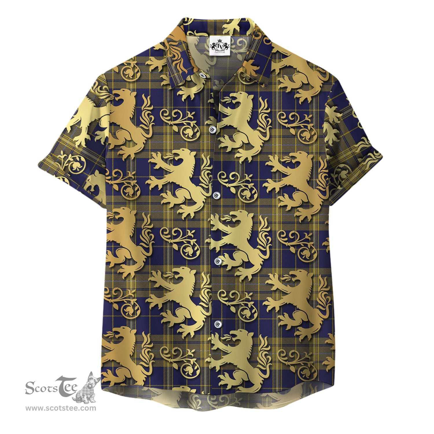 ScotsTee Shop Scottish Morris of Wales Clan Tartan Lion Rampant Hawaiian Shirt