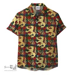 ScotsTee Shop Scottish SturrockBlue _ Black Clan Tartan Lion Rampant Hawaiian Shirt