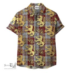 ScotsTee Shop Scottish MacPherson Dress Burgundy Clan Tartan Lion Rampant Hawaiian Shirt