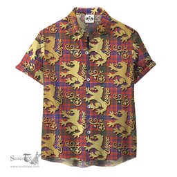 ScotsTee Shop Scottish MacRae Ancient Clan Tartan Lion Rampant Hawaiian Shirt