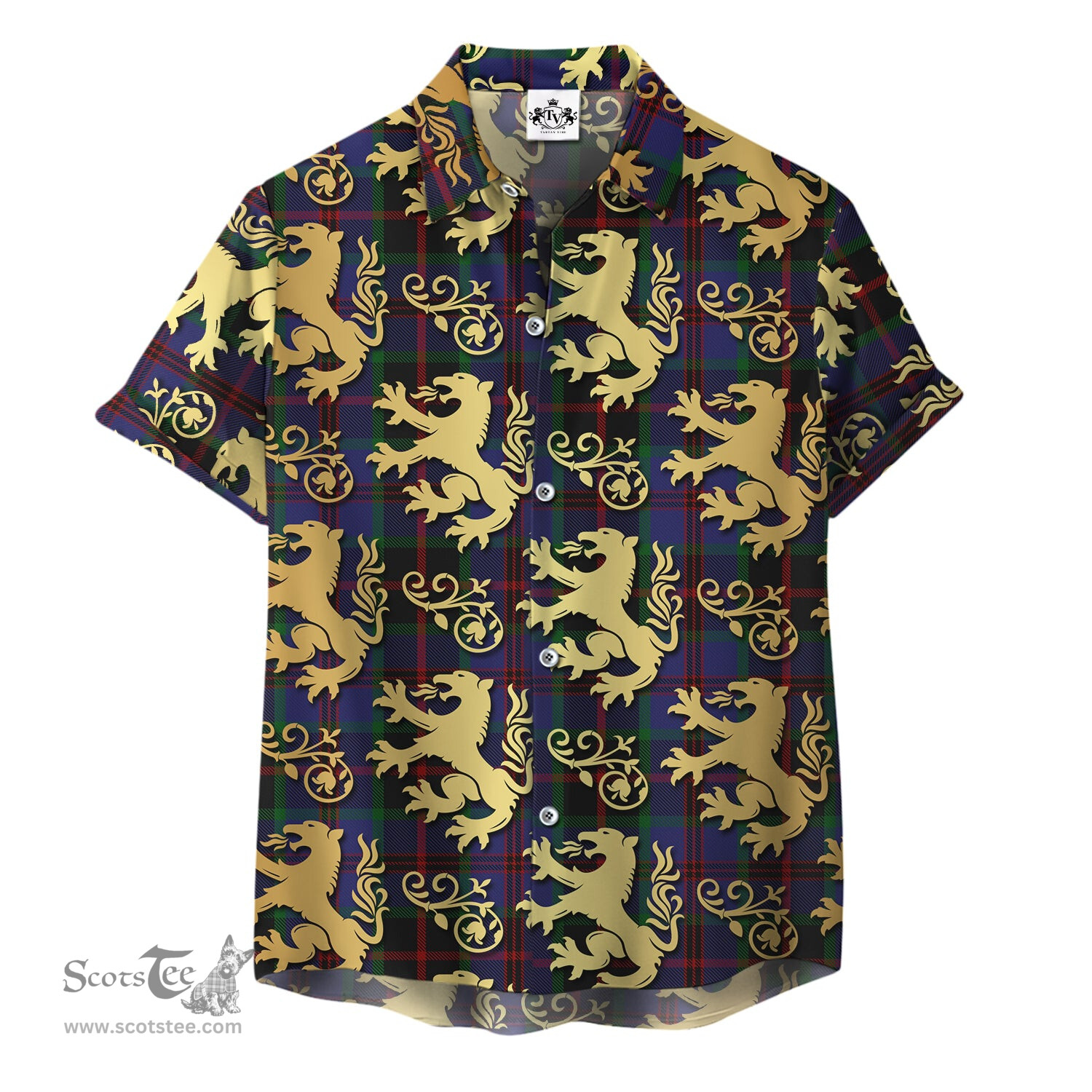 ScotsTee Shop Scottish Sandberg Clan Tartan Lion Rampant Hawaiian Shirt