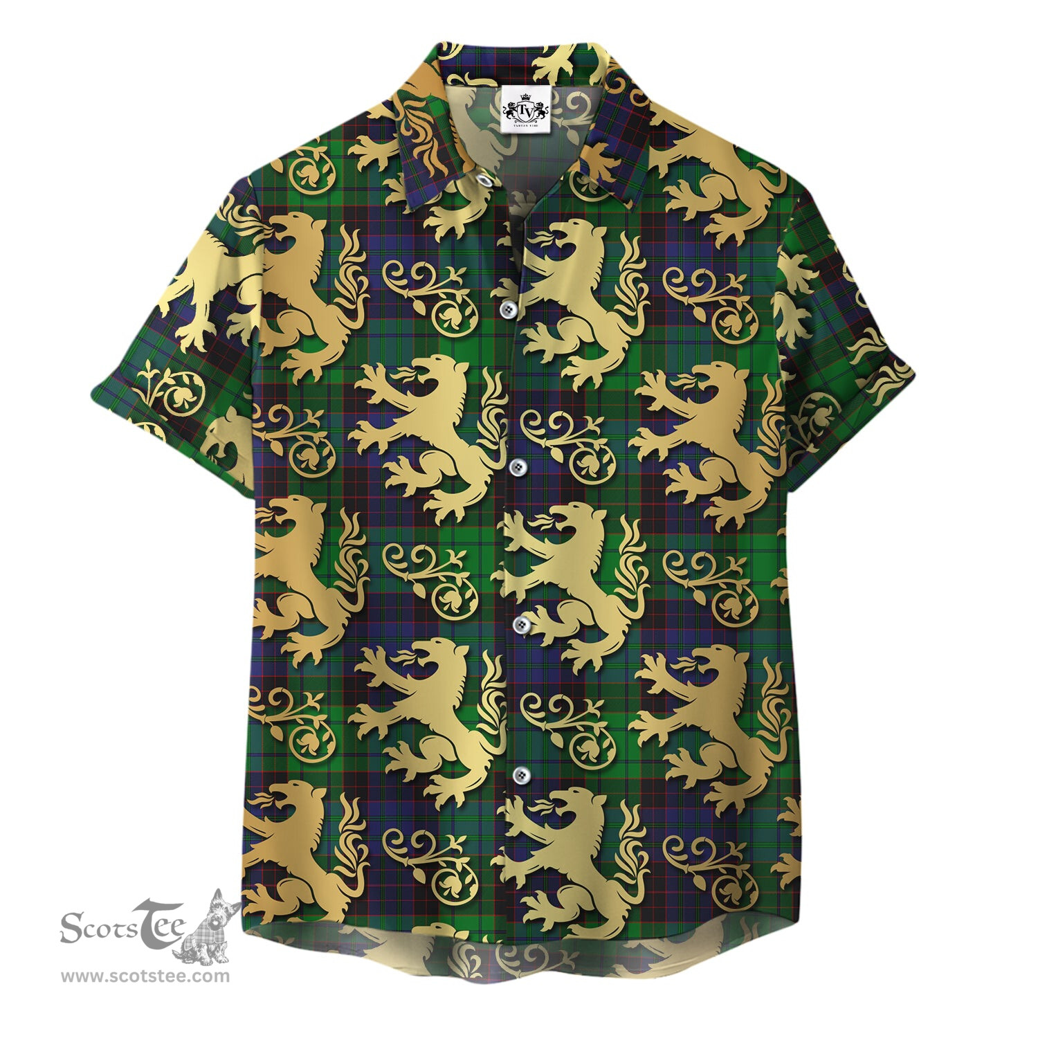 ScotsTee Shop Scottish Stewart Old Modern Clan Tartan Lion Rampant Hawaiian Shirt