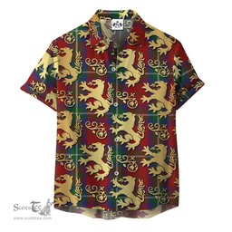 ScotsTee Shop Scottish Ruthven V Clan Tartan Lion Rampant Hawaiian Shirt