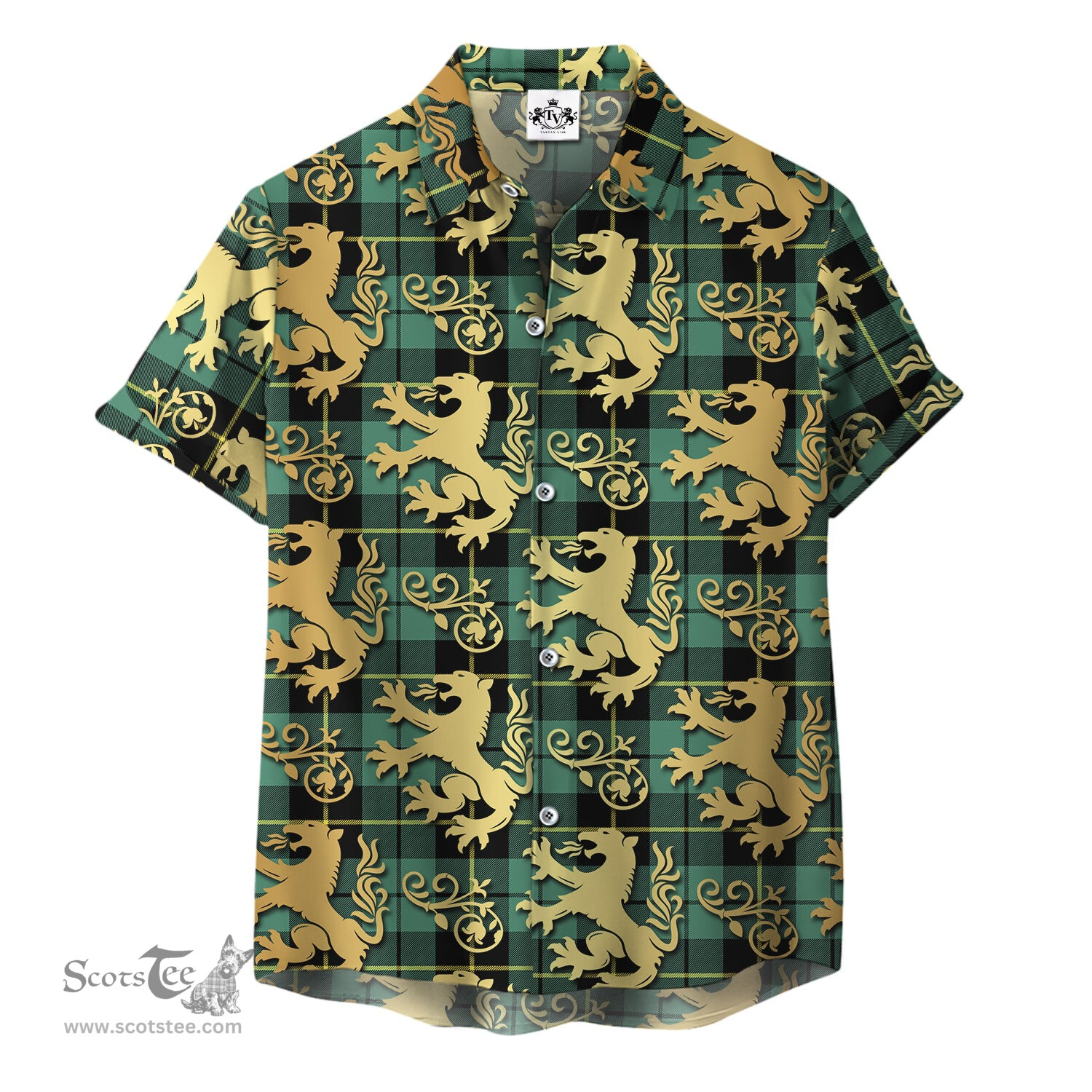 ScotsTee Shop Scottish Wallace Hunting Ancient Clan Tartan Lion Rampant Hawaiian Shirt