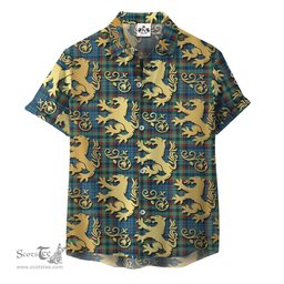 ScotsTee Shop Scottish Ralston Clan Tartan Lion Rampant Hawaiian Shirt