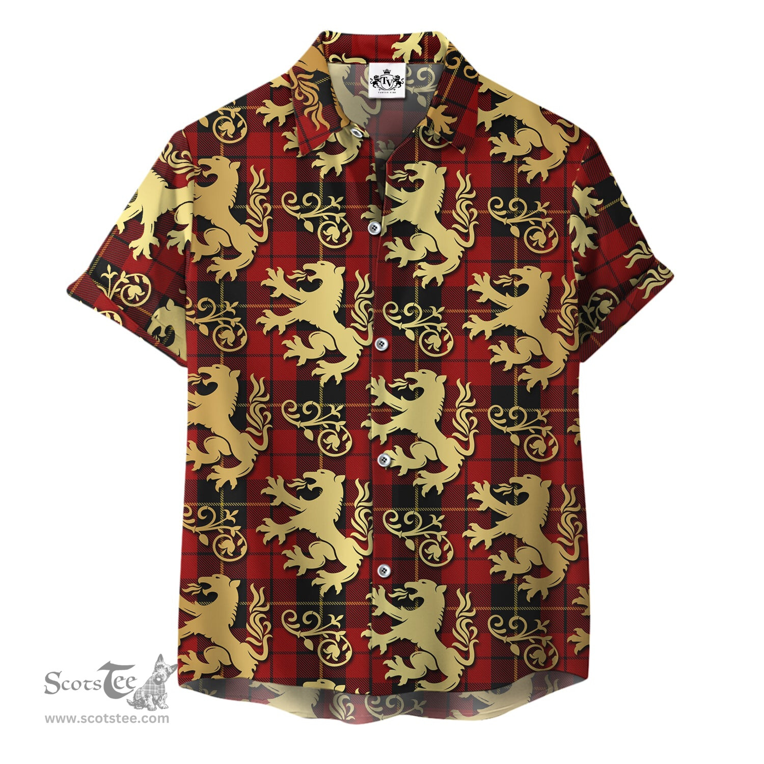 ScotsTee Shop Scottish Wallace Clan Tartan Lion Rampant Hawaiian Shirt