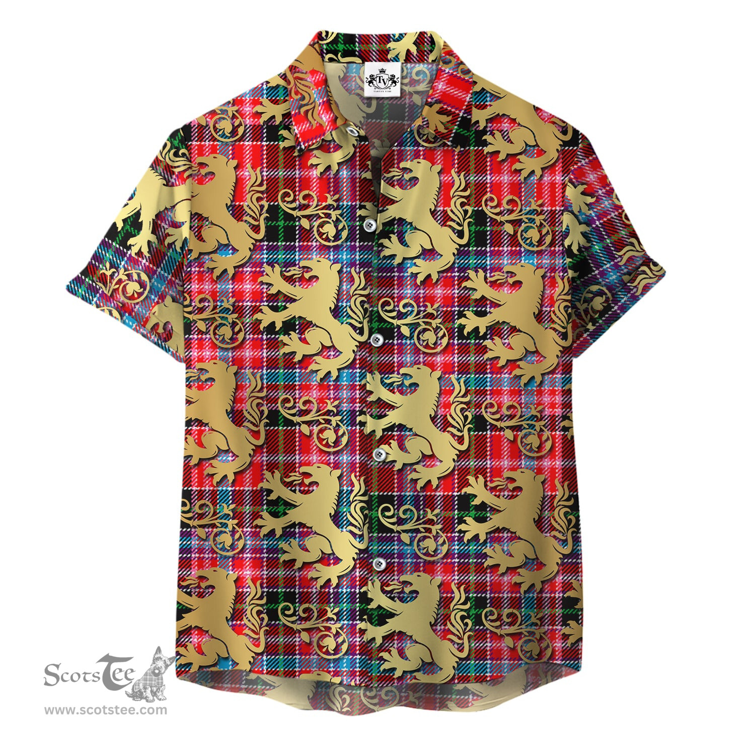 ScotsTee Shop Scottish Udny Clan Tartan Lion Rampant Hawaiian Shirt