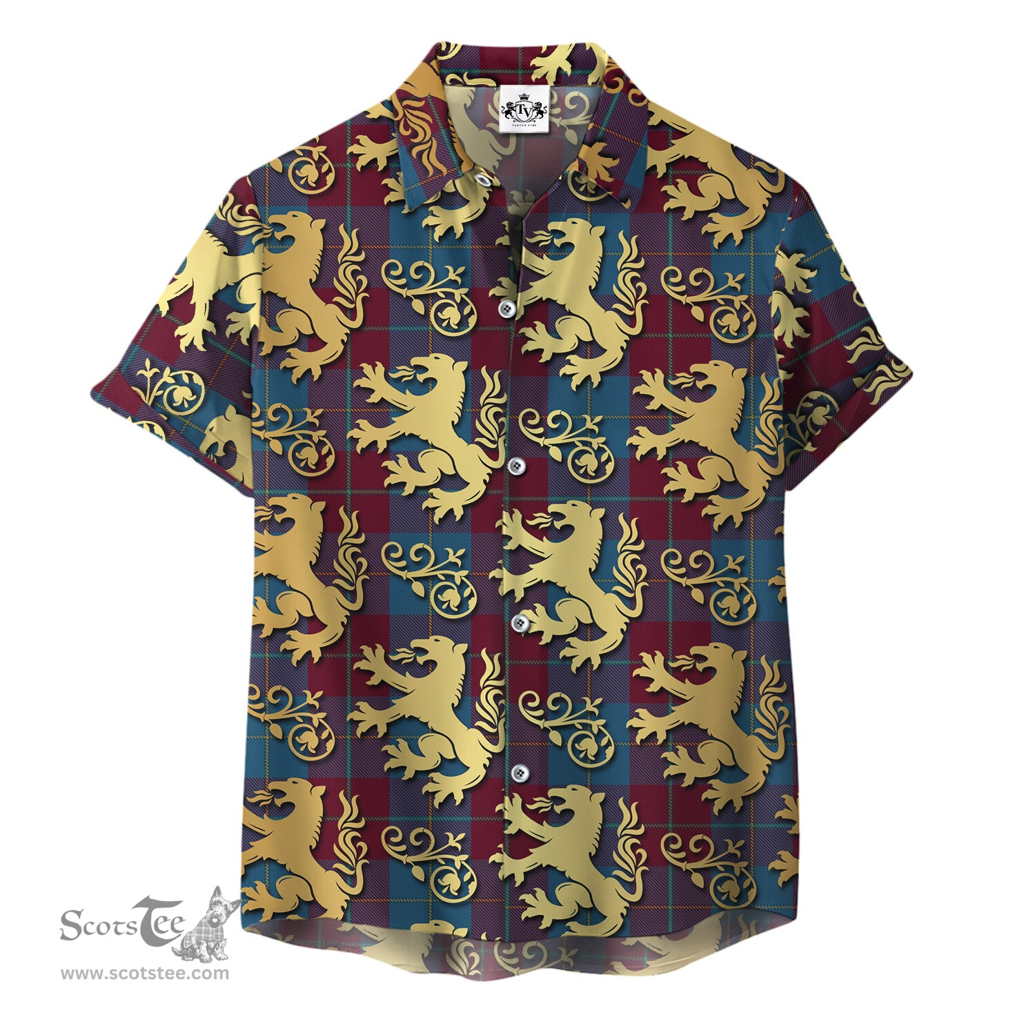 ScotsTee Shop Scottish Reagan Clan Tartan Lion Rampant Hawaiian Shirt