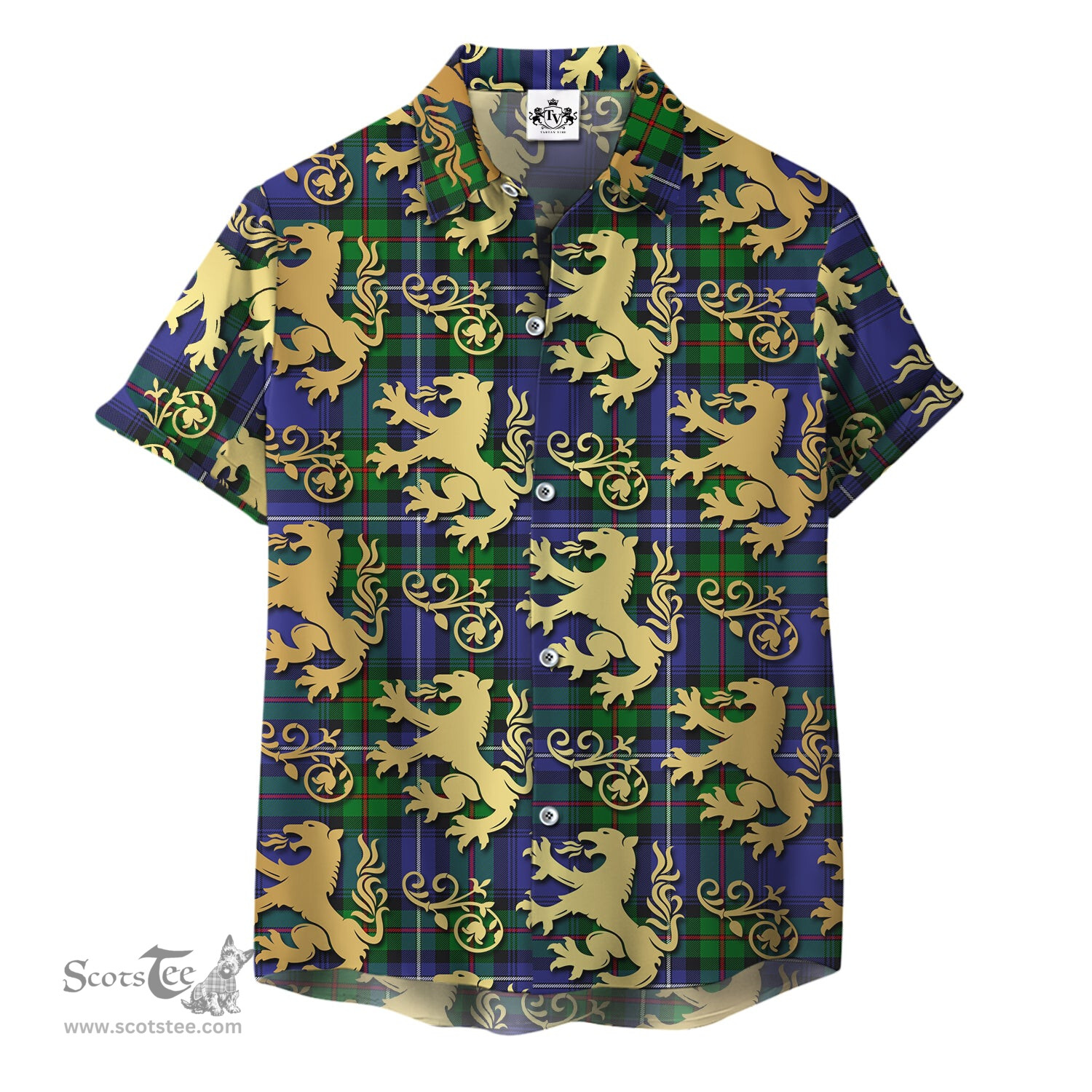 ScotsTee Shop Scottish Robertson Hunting Modern Clan Tartan Lion Rampant Hawaiian Shirt