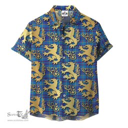 ScotsTee Shop Scottish Mercer Modern Clan Tartan Lion Rampant Hawaiian Shirt