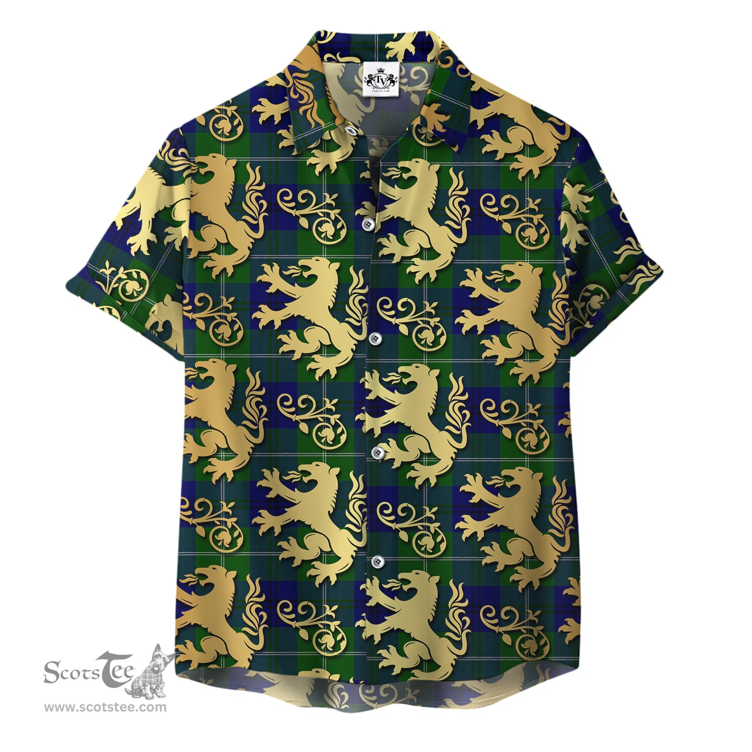 ScotsTee Shop Scottish Oliphant Modern Clan Tartan Lion Rampant Hawaiian Shirt