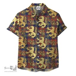 ScotsTee Shop Scottish Mapple Leaf Blue Modern Clan Tartan Lion Rampant Hawaiian Shirt