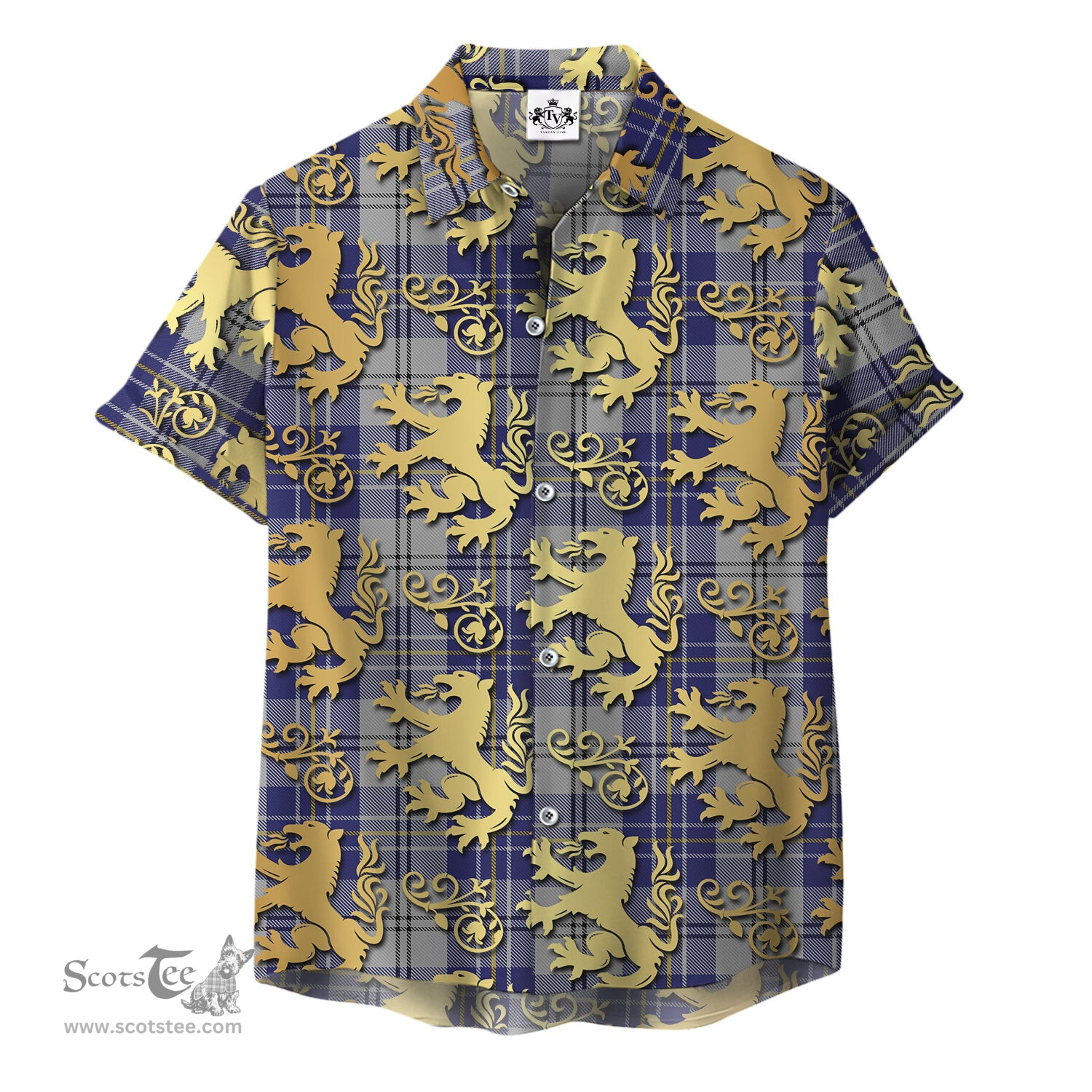 ScotsTee Shop Scottish MacPherson Dress Blue Clan Tartan Lion Rampant Hawaiian Shirt
